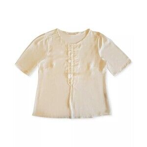 Charter Club Short Sleeve Ruffle Top Cloud M